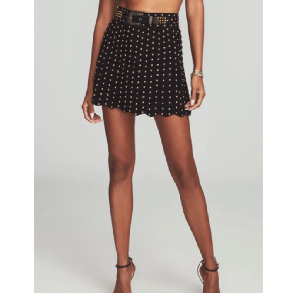 Retrofête black Kirk suede studded skirt